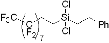 (Heptadecafluoro-1,1,2,2-tetrahydrodecyl)phenylethyldichlorosilane 구조식, C18H13Cl2F17Si