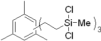 1,3,5-Tris[2-(methyldichlorosilyl)ethyl]-2,4,6-trimethylbenzene 구조식, CAS 202345-55-9, C18H30Cl6Si3