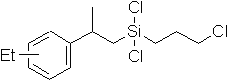 4,4,7-Trichloro-2-(ethylphenyl)-4-silaheptane, 98% (mixture of isomers) 구조식, C14H21Cl3Si