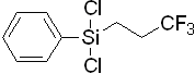 3,3,3-Trifluoropropylphenyldichlorosilane 구조식, C9H9Cl2Si