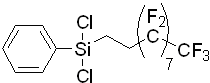 Heptadecafluoro-1,1,2,2-tetrahydrodecylphenyldichlorosilane 구조식, C16H9Cl2F17Si