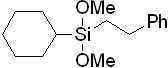 (2-Phenylethyl)cyclohexyldimethoxysilane 구조식, C16H26O2Si