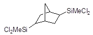 2,5-Bis(dichloromethylsilyl)bicyclo[2,2,1]heptanes (isomers mixture) 구조식, C9H16Cl4Si2