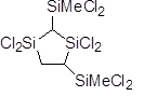 2, 4-Bis(dichloromethylsilyl)-1,1,3,3-tetrachloro-1,3-disilacyclopentane 구조식, C5H10Cl8Si4