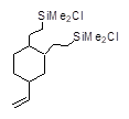 1,2-Bis(2-dimethylchlorosilylethyl)-4-vinylcyclohexane (isomeric mixture) 구조식, C16H32Cl2Si2