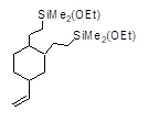 1,2-Bis(2-dimethylethoxysilylethyl)-4-vinylcyclohexane (isomeric mixture) 구조식, C20H42O2Si2