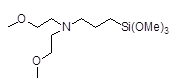 3-[N,N-Bis(2-methoxyethyl)amino]propyltrimethoxysilane 구조식, C12H29NO5Si