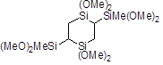 2,5-Bis(methyldimethoxysilyl)-1,1,4,4-tetramethoxy-1,4-disilacyclohexane 구조식, C14H36O8Si4