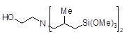 Bis[3-(trimethoxysilyl)isobutyl]-(2-hydroxyethyl)amine 구조식, C16H39NO7Si2