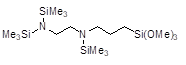 N-[2- N’, N’-Bis(trimethylsilyl)aminoethyl]-[3-N-(trimethylsilyl)aminopropyl]trimethoxysilane 구조식, C17H46N2O3Si4