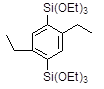2,5-Diethyl-1,4-bis(triethoxysilyl)benzene 구조식, C22H42O6Si2