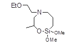 1,1-Dimethoxy-5-(2-ethoxyethyl)-3-methyl--2-oxa-5-aza-1-silacyclooctane 구조식, C12H27NO4Si