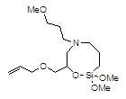 1,1-Dimethoxy-5-(3-methoxypropyl)-3-allyloxymethyl-2-oxa-5-aza-1-silacyclooctane 구조식, C15H31NO5Si