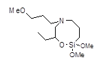 1,1-Dimethoxy-5-(3-methoxypropyl)-3-ethyl--2-oxa-5-aza-1-silacyclooctane 구조식, C13H29NO4Si
