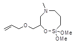 1,1-Dimethoxy-5-methyl-3-allyloxymethyl-2-oxa-5-aza-1-silacyclooctane 구조식, C12H25NO4Si