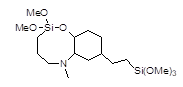 3,3-Dimethoxy-7-methyl-10-[2-(trimethoxysilyl)ethyl]-2-oxa-7-aza-3-sila-bicyclo[6,4,0]dodecane (Mixture of isomers) 구조식, C17H37NO6Si2