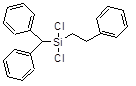 (Diphenylmethyl)(2-phenylethyl)dichlorosilane 구조식, C21H20Cl2Si