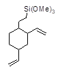 2-(2,4-Divinyl)cyclohexylethyltrimethoxysilane (isomeric mixture) 구조식, C15H28O3Si