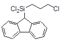 (9-Fluorenyl)-(3-chloropropyl)dichlorosilane 구조식, C16H15Cl3Si