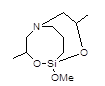1-Methoxy-3,7-dimethyl-2,8-dioxa-5-aza-1-sila-bicyclo[3.3.3]undecane 구조식, CAS 1067-47-6, C10H21NO3Si