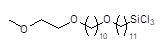 11-[10-(2-Methoxyethoxy)decyloxy]undecyltrichlorosilane 구조식, C24H49O3Cl3Si
