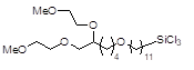 11-[5-(2-Methoxyethoxy)-6-(2-methoxyethoxy)hexyloxy]undecyltrichlorosilane 구조식, C23H47Cl3O5Si