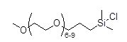 2-[Methoxy(polyethyleneoxy)6-9propyl]dimethylchlorosilane,tech-90 구조식, CH3O(CH2CH2O)6-9(CH2)3(CH3)2ClSi