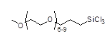 2-[Methoxy(polyethyleneoxy)6-9propyl]trichlorosilane,tech-90 구조식, CAS 36493-41-1, CH3O(C2H4O)6-9(CH2)3Cl3Si