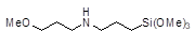 3-[N-(3-Methoxypropyl)amino]propyltrimethoxysilane 구조식, C10H25NO4Si
