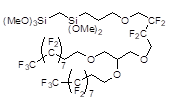 1-(4,4,6,6,6-Pentamethoxy-4,6-disilahexyloxy)-4-[2,3-bis(perfluorooctyl-2-ethoxy)propoxy]-1H,1H,4H,4H-perfluorobutane 구조식, C39H40F42O9Si2