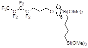 4-[6-{3-(Perfluorobutyl)propoxy}hexyldimethoxysilyl]butyltrimethoxysilane 구조식, C22H41F9O6Si2