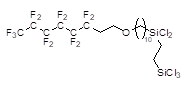 2-[10-{2-(Perfluorohexyl)ethoxy}decyldichlorosilyl]ethyltrichlorosilane 구조식, C20H28Cl5F13OSi2