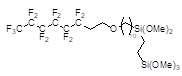 2-[10-{2-(Perfluorohexyl)ethoxy}decyldimethoxysilyl]ethyltrimethoxysilane 구조식, C25H43F13O6Si2