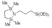 [1-(3-Triethoxysilyl)propyl]-2,2,5,5-tetramethyl-2,5-disila-1-azacyclopentane 구조식, CAS 129638-17-3, C15H37NO3Si3