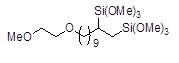 2-(Trimethoxysilyl)-11-(2-methoxyethoxy)undecyltrimethoxysilane 구조식, CAS 2091743-76-7, C20H46O8Si2