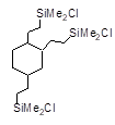1,2,4-[Tris(2-dimethylchlorosilylethyl)]cyclohexane 구조식, CAS 5089-27-0, C18H39Cl3Si3