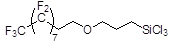 [3-(Heptadecafluoro-1,1,2,2-tetrahydrodecyloxy)propyl]trichlorosilane 구조식, C13H10Cl3F17OSi