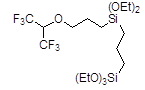 [3-{3-(1,1,1,3,3,3-Hexafluoroisopropoxy)propyl}diethoxysilylpropyl]triethoxysilane 구조식, C19H38F6O6Si2