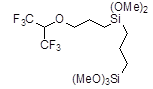 [3-{3-(1,1,1,3,3,3-Hexafluoroisopropoxy)propyl}dimethoxysilylpropyl]trimethoxysilane 구조식, C14H28F6O6Si2