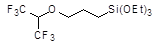 [3-(1,1,1,3,3,3-Hexafluoroisopropoxy)propyl]triethoxysilane 구조식, CAS 1933483-46-5, C12H22F6O4Si