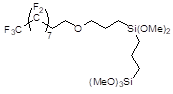 [3-{3-(Heptadecafluoro-1,1,2,2-tetrahydrodecyloxy)propyl}dimethoxysilylpropyl]trimethoxysilane 구조식, C21H31F17O6Si2