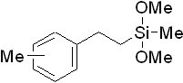 2,2-Dimethoxy-4-(methylphenyl)-2-silabutane, 98% (mixture of isomers) 구조식, C13H24O2Si
