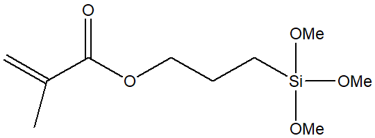 Methacryloxypropyltrimethoxysilane 구조식, CAS 2530-85-0, C10H20O5Si
