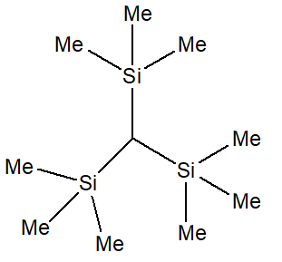 Tris(trimethylsilyl)methane 구조식, CAS 1068-69-5, C10H28Si3