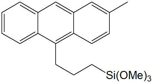 10-(3-trimethoxysilylpropyl)-2-methylanthracene (Mixture of isomer) 구조식, C21H26O3Si
