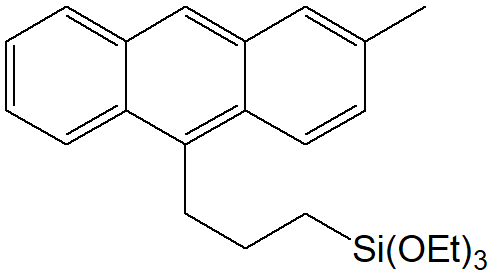 10-(3-triethoxysilylpropyl)-2-methylanthracene (Mixture of isomer) 구조식, C24H32O3Si
