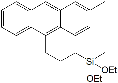 10-(3-diethoxymethylsilylpropyl)-2-methylanthracene (Mixture of isomer) 구조식, C23H30O2Si