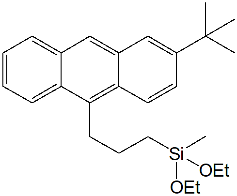 10-(3-Diethoxymethylsilylpropyl)-2-(tert-butyl)anthracene (Mixture of isomer) 구조식, C26H36O2Si