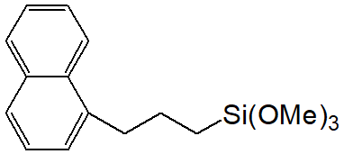 1-(3-(Trimethoxysilyl)propyl)naphthalene 구조식, C16H22O3Si