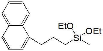 1-(3-(Diethoxymethylsilyl)propyl)naphthalene 구조식, C18H26O2Si
